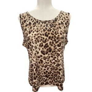 Chico’s Tan/Brown Knit Leopard Tank Top L